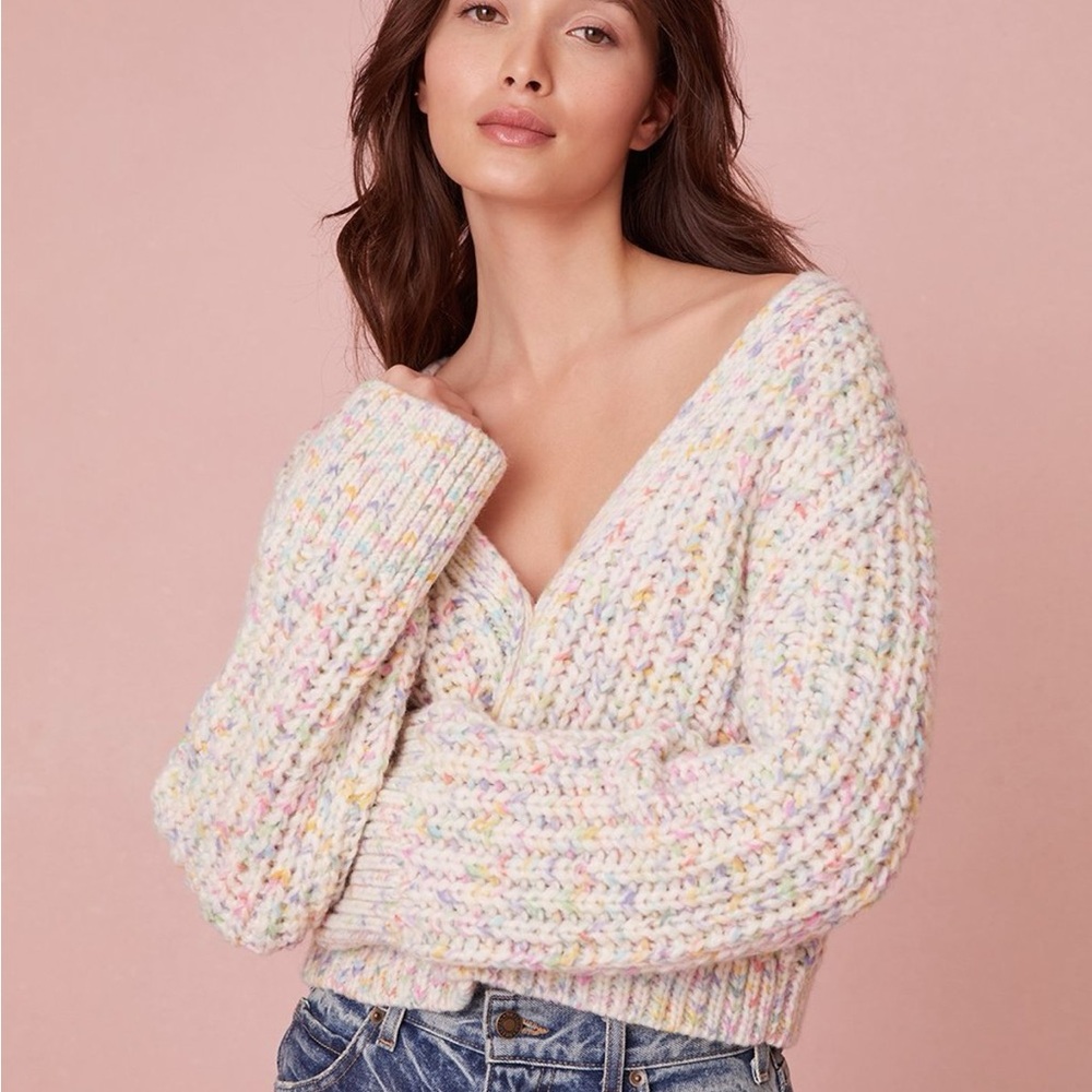 LoveShackFancy Meli Cardigan Rainbow Ice